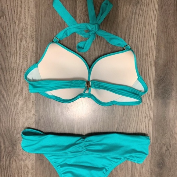 Victoria Secret Hottie Halter turquoise 34B 32C XS - Picture 2 of 3